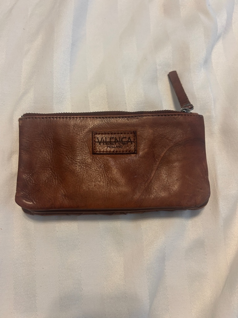Vilenca Brown Leather Zip Wallet -Holland